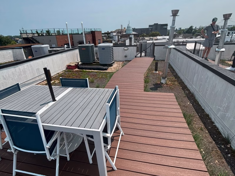 Ground-Level Island Deck for Garden Lounging